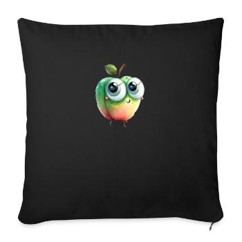 Sweet apple character with googly eyes - Sofa pillowcase 17,3'' x 17,3'' (45 x 45 cm) - black - Front