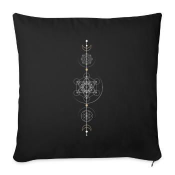 Heilige Geometrie, Metatron, Mond, Design, - Sofakissenbezug 45 x 45 cm - Schwarz - Vorne