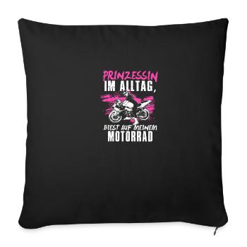 Motorrad Frau Superbikerin Geschenk · Prinzessin - Sofakissenbezug 45 x 45 cm - Schwarz - Vorne