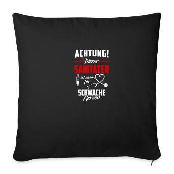 Rettungsdienst Notruf Sani Geschenk · Achtung - Sofakissenbezug 45 x 45 cm - Schwarz - Vorne