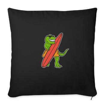 Dino Surfer Surfer Gift - Sofa pillowcase 17,3'' x 17,3'' (45 x 45 cm) - black - Front