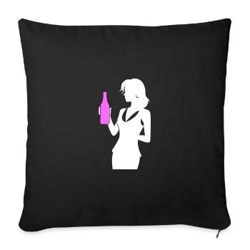 Femme Enterrement de vie de jeune fille Bouteille Fête - Housse de coussin décorative 45 x 45 cm - noir - Devant