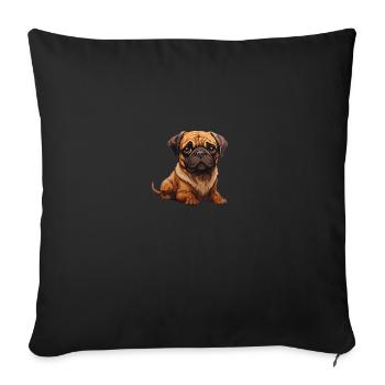Portrait de carlin - Housse de coussin décorative 45 x 45 cm - noir - Devant