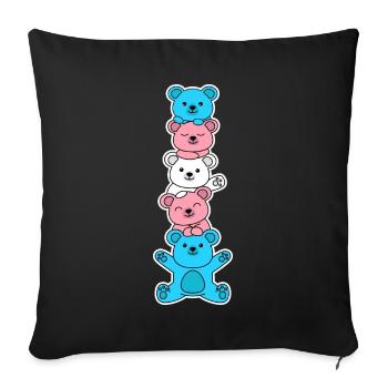 Trans flag bear design for proud trans people - Sofa pillowcase 17,3'' x 17,3'' (45 x 45 cm) - black - Front