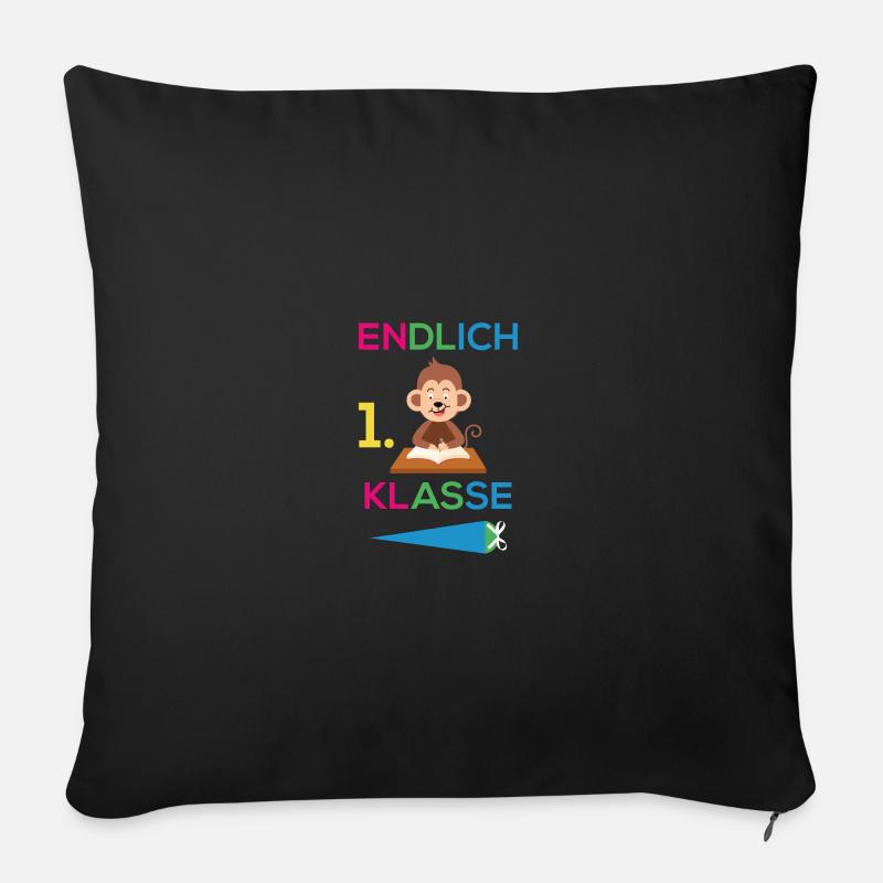Einschulung 1. Klasse Affe Schule - Sofakissenbezug 45 x 45 cm - Schwarz