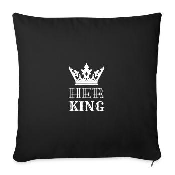 Her King Partnershirt // Cadeau Anniversaire Couple - Housse de coussin décorative 45 x 45 cm - noir - Devant