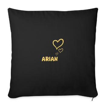 First name Arian - Sofa pillowcase 17,3'' x 17,3'' (45 x 45 cm) - black - Front