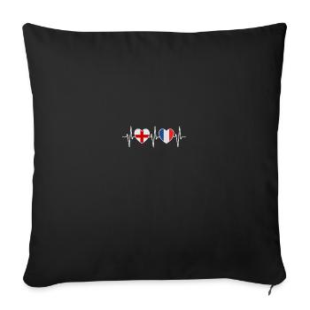 Drapeaux de l’Angleterre et de la France Français de la France - Housse de coussin décorative 45 x 45 cm - noir - Devant