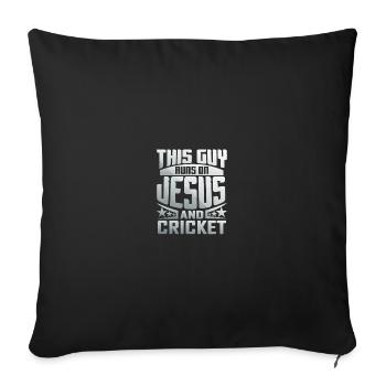 This Guy Runs On Jesus And Cricket - Sofa pillowcase 17,3'' x 17,3'' (45 x 45 cm) - black - Front