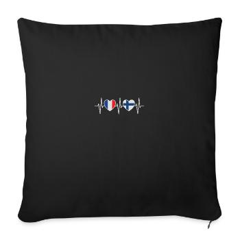 France and Finland Finnish flag Flags - Sofa pillowcase 17,3'' x 17,3'' (45 x 45 cm) - black - Front