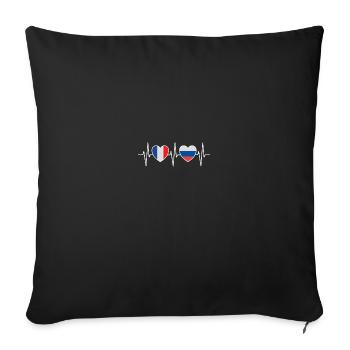 France and Russia Russian flag flags - Sofa pillowcase 17,3'' x 17,3'' (45 x 45 cm) - black - Front