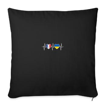 France and Ukraine Ukrainian flag flags - Sofa pillowcase 17,3'' x 17,3'' (45 x 45 cm) - black - Front