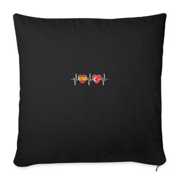 Espagne et Turquie Drapeaux turcs - Housse de coussin décorative 45 x 45 cm - noir - Devant