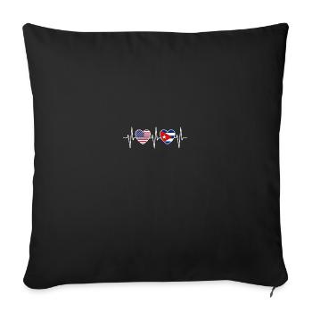 Drapeau cubain des États-Unis et de Cuba - Housse de coussin décorative 45 x 45 cm - noir - Devant