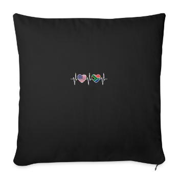 Drapeaux des États-Unis et de l’Afrique du Sud - Housse de coussin décorative 45 x 45 cm - noir - Devant