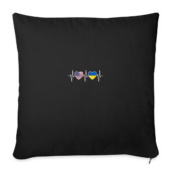 USA and Ukraine Ukrainian flag flags - Sofa pillowcase 17,3'' x 17,3'' (45 x 45 cm) - black - Front
