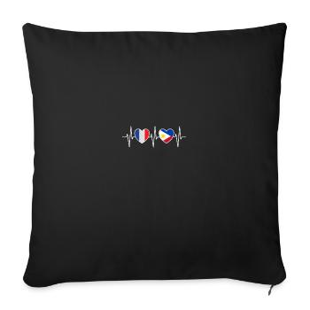 France et Philippines Drapeaux philippins - Housse de coussin décorative 45 x 45 cm - noir - Devant