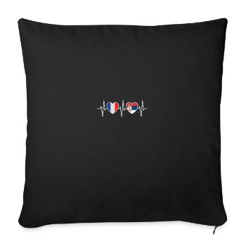 France et Serbie Drapeau serbe Drapeaux - Housse de coussin décorative 45 x 45 cm - noir - Devant