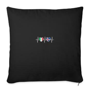 Italy and Iceland Icelandic flag flags - Sofa pillowcase 17,3'' x 17,3'' (45 x 45 cm) - black - Front