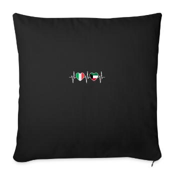 Italie et Koweït Drapeaux du drapeau koweïtien - Housse de coussin décorative 45 x 45 cm - noir - Devant