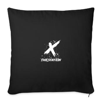 TheStationX en logo blanc - Housse de coussin décorative 45 x 45 cm - noir - Devant