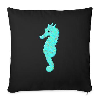 Seahorse, seahorse, - Sofa pillowcase 17,3'' x 17,3'' (45 x 45 cm) - black - Front