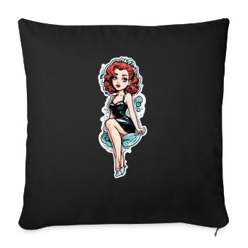 Red Hair Pinup Girl - Sofakissenbezug 45 x 45 cm - Schwarz - Vorne