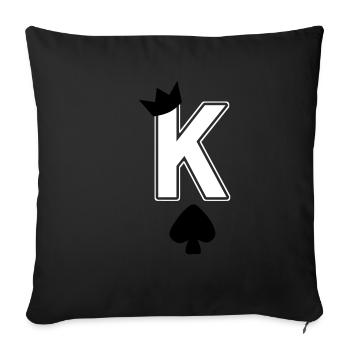 Heart King K King Crown Spade Card - Sofa pillowcase 17,3'' x 17,3'' (45 x 45 cm) - black - Front
