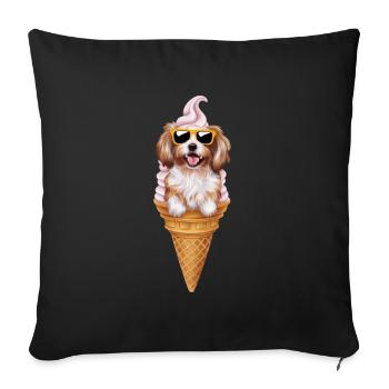 Shih Tzu comme glace gaufrée - Housse de coussin décorative 45 x 45 cm - noir - Devant