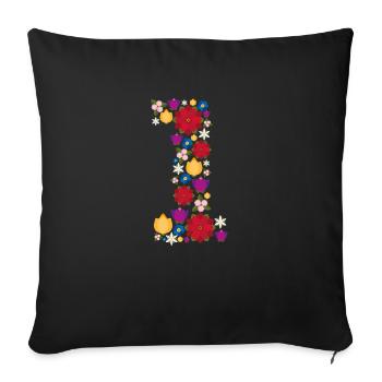 Fleurs 1 - Housse de coussin décorative 45 x 45 cm - noir - Devant