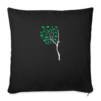Santé mentale Drôle de cœur de papillon vert - Housse de coussin décorative 45 x 45 cm - noir - Devant