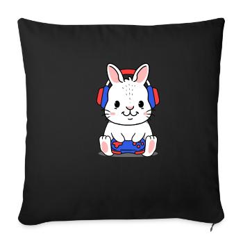 Rabbit Gambles - Sofa pillowcase 17,3'' x 17,3'' (45 x 45 cm) - black - Front