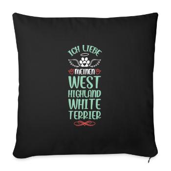 J’adore Westie Angel Heart - Housse de coussin décorative 45 x 45 cm - noir - Devant