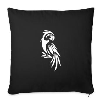 Cute Tattoo Parrot Drawing Portrait Bird - Sofa pillowcase 17,3'' x 17,3'' (45 x 45 cm) - black - Front