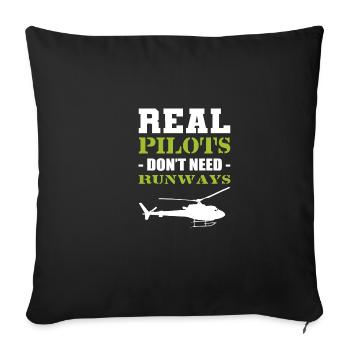 Don't need runways Aeronaut gift - Sofa pillowcase 17,3'' x 17,3'' (45 x 45 cm) - black - Front