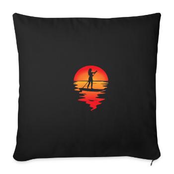 SUP Sunset Stand up paddle - Housse de coussin décorative 45 x 45 cm - noir - Devant