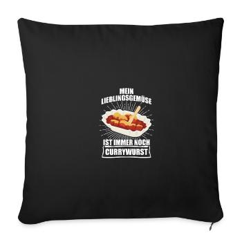 Lieblingsgemüse Currywurst Ruhrpott Imbiss - Sofakissenbezug 45 x 45 cm - Schwarz - Vorne