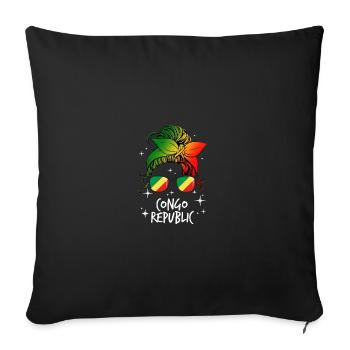 République du Congo - Housse de coussin décorative 45 x 45 cm - noir - Devant