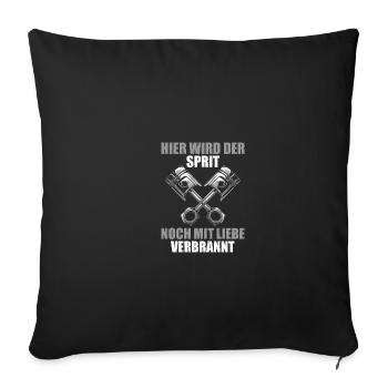 Sprit mit Liebe Tuning KFZ Mechaniker Schrauber - Sofakissenbezug 45 x 45 cm - Schwarz - Vorne