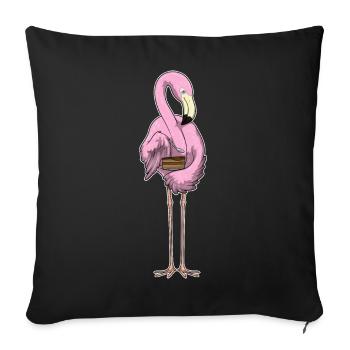 Gâteau flamant rose - Housse de coussin décorative 45 x 45 cm - noir - Devant
