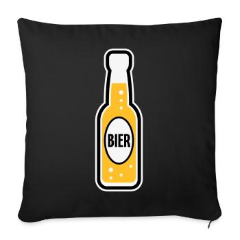 Bierflasche (Bier / Bierchen / POS 3C) - Sofakissenbezug 45 x 45 cm - Schwarz - Vorne