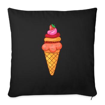 Eis Speiseeis Eiskrem Eiscreme Kugeleis Eisbecher - Sofakissenbezug 45 x 45 cm - Schwarz - Vorne