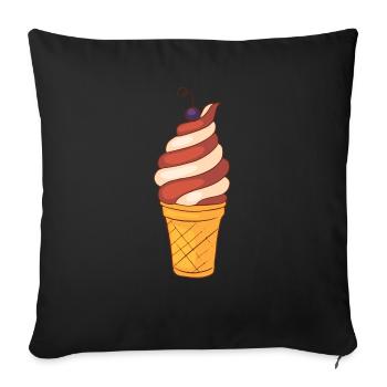 Crème glacée, crème glacée, crème glacée, crème glacée, boule, crème glacée, sundae - Housse de coussin décorative 45 x 45 cm - noir - Devant