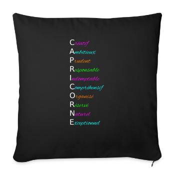 CAPRICORNE Créatif Ambitieux Prudent Responsable - Housse de coussin décorative 45 x 45 cm - noir - Devant