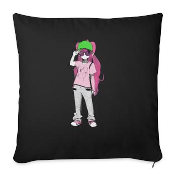 Girl - Sofa pillowcase 17,3'' x 17,3'' (45 x 45 cm) - black - Front