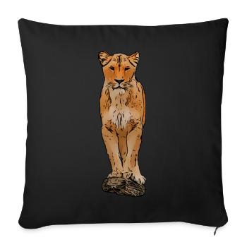 lion motif lion female lion cat - Sofa pillowcase 17,3'' x 17,3'' (45 x 45 cm) - black - Front