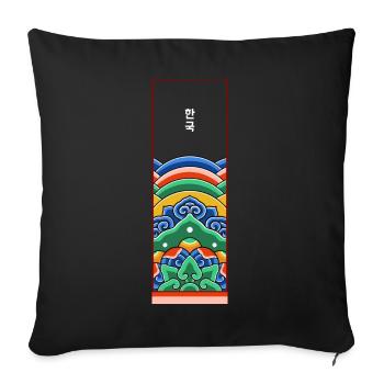 Korean temple's graphism - Sofa pillowcase 17,3'' x 17,3'' (45 x 45 cm) - black - Front