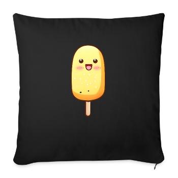 Chien de maïs Kawaii - Housse de coussin décorative 45 x 45 cm - noir - Devant