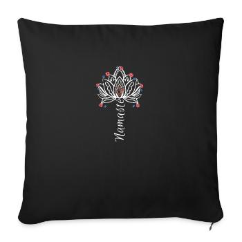 Namaste,Yoga,Bleu,Fleur de lotus,Lotus,Écriture,Fleurs - Housse de coussin décorative 45 x 45 cm - noir - Devant