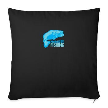 Pêche - Accro à la pêche - Housse de coussin décorative 45 x 45 cm - noir - Devant